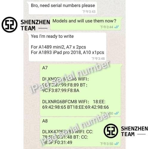 5PCS/Lot For SN Serial Number For iPad mini 1 2 3 4 iPad Air 1 2 iPad Pro Serial Number WiFi Bluetooth for iPad icloud unlock