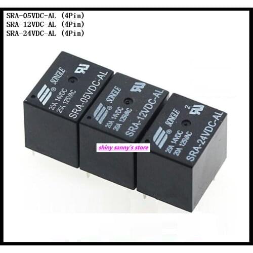 5pcs/Lot SONGLE Power Relay SRA-05VDC-AL , SRA-12VDC-AL , SRA-24VDC-AL 4Pin T74 5V 12V 24V 20A Brand New