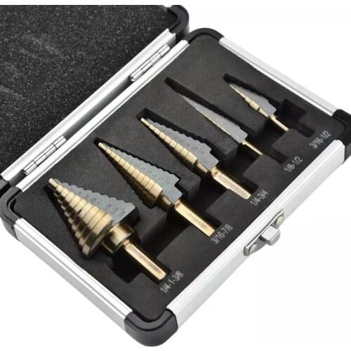 5pcs high speed steel step drill inch thin plate punching multi-purpose pagoda drill hole tool