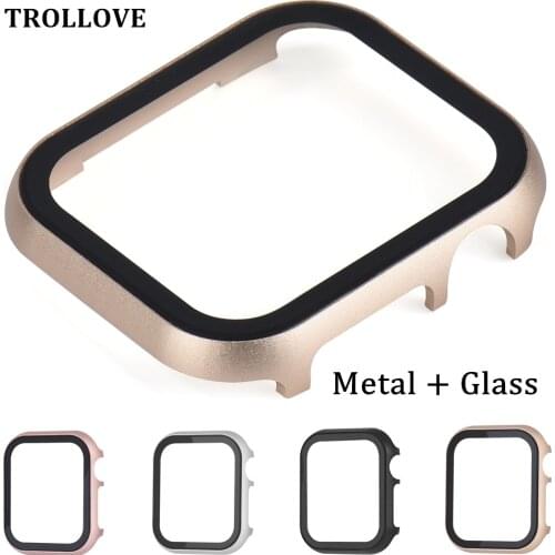 Aluminum allo Watch Cover for Apple Watch Case 4 3 2 1 42MM 38MM Metal+Tempered Glass Screen Protector for iWatch 5 44MM 40MM