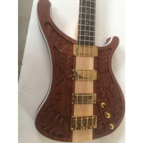 Free delivery / matte wood color high quality pattern carving exquisite bass / China Electric Bass
