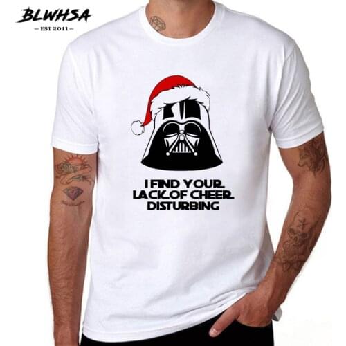 BLWHSA I Find Your Lack Of Cheer Disturbing Print T Shirt Men Fashion Movie Protagonist Christmas Hat Funny T-shirt cool Tees