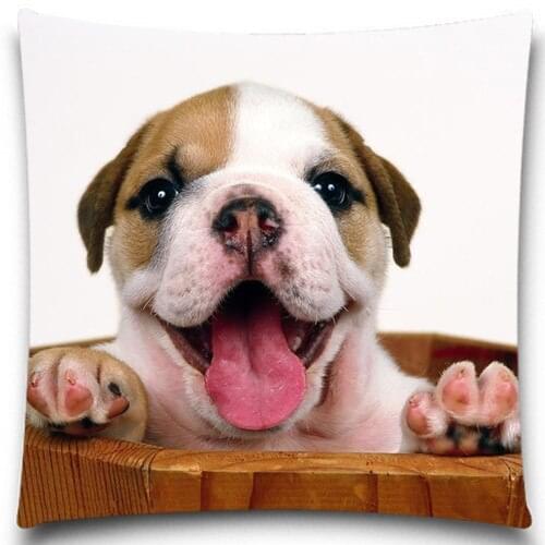 Dog in the barrel Throw Pillows Case Cotton Polyester for Sofa Car Cotton Cushion Cover Christmas gift 5 size