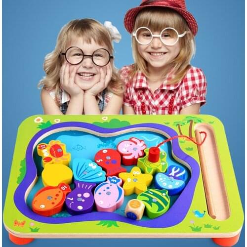 Preschool Wooden Montessori Toys Magnetic Fishing Game Puzzle Early Education Teaching Aids Children Toys Boys And Girls Gifts