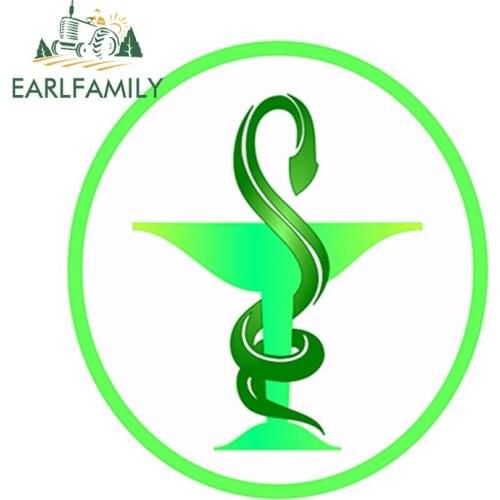 EARLFAMILY 13cm x 13cm Car Styling Decal Medical Caduceus Pharmacy Logo Vinyl For Store Shop Work Truck Home Car Sticker