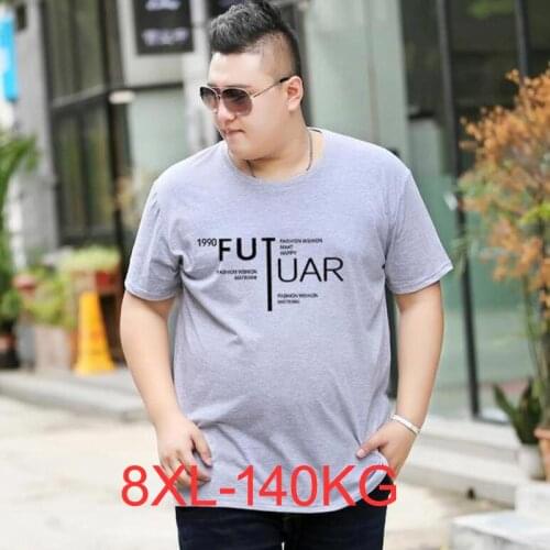 Men summer cotton letter geometry t-shirt short sleeve plus size 7XL 8XL oversize tees big sales tshirts 54 thin fat tops simple