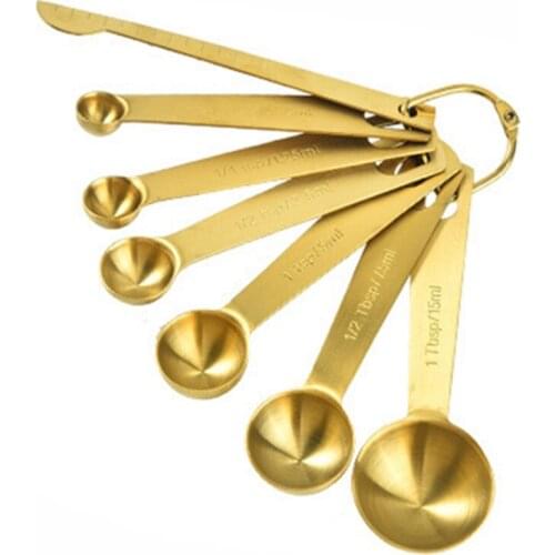 Measuring Spoon Useful Stainless Steel Measuring Cup Cozinha Coffee Measuring Spoons Tea Gold