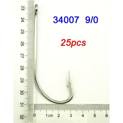 Lot 25pcs 34007 Size 9/0 Stainless Steel Big Fishing Hooks Sharpened OShaughnessy Fish Hook Tackle