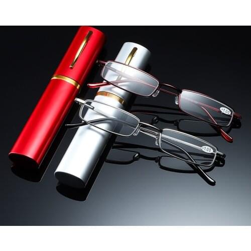 Fashion Portable Reading Glasses Men Women Unisex With Small Pen Holder HD Fashion Ultra-light Eyeglasses Diopter +1.0 To +4.0