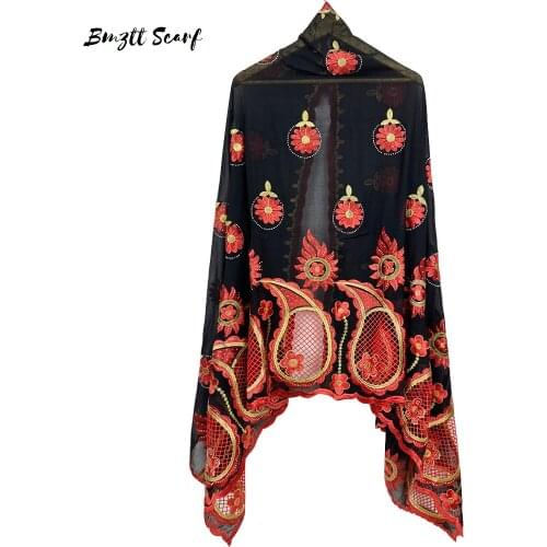 Muslim New Fashion Embroidered Diamond Cotton Scarf Outdoor Scarf 200x100 African Women Scarves Style Hijab BF-241