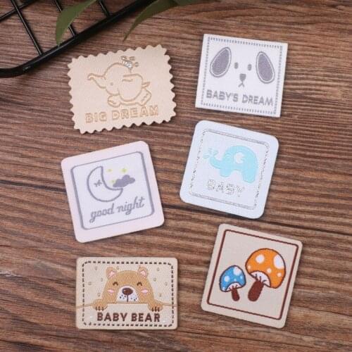 50pcs/lot Sew Embroidery Patches Label Trademark Kids Clothing Decoration Accessory Animal Bear Puppy Elephant Mushroom Aplique