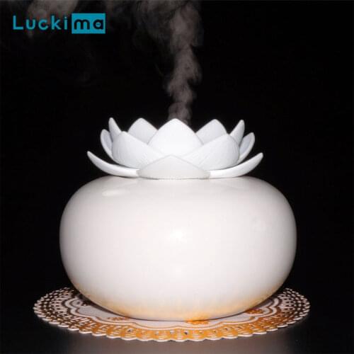 New Lotus Air Humidifier Aroma Diffuser for Home Office Yoga Aromatherapy Essential Oil Diffuser Mini USB Ceramics Mist Maker