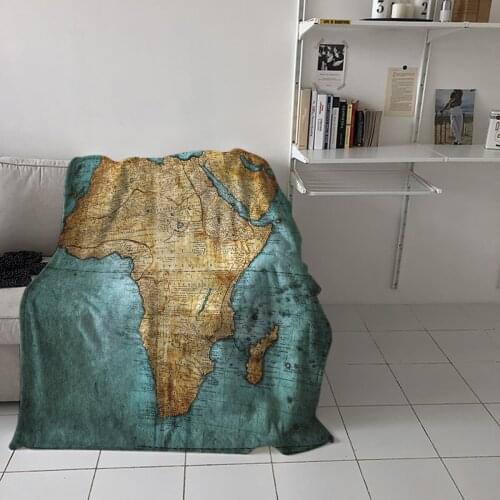 Africa Map Retro Style Throw Blanket Picnic Travel Blanket Portable Soft Bedspread Microfiber Flannel Blankets for Beds