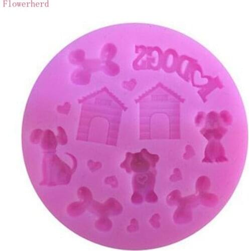 Fondant Cake Decor Puppy Bone House Liquid Silicone Mold Kitchen Accessories CartoonTool Diy Baking Utensil Chocolate Mold