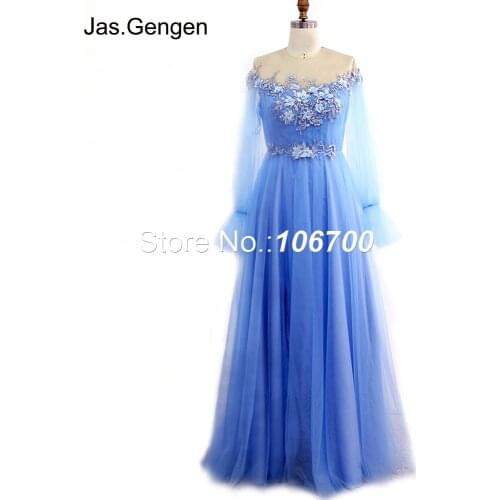 Amazing 3D Embroidery Flower Lace Prom Dresses Ball Gown Sheer Portrait Neck with Beading Tulle Bridesmaid Bridal Evening Gowns