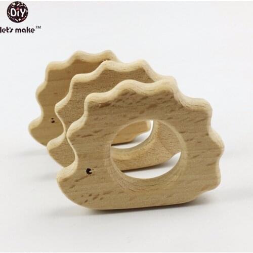 Lets make Baby Teether Eco-Friendly 20pc Beech Wooden Animal Hedgehog/Porcupine Teething Rattle Montessori Inspired Baby Toys