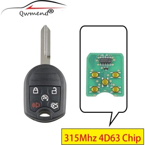 QWMEND 5 Buttons Remote Car Key Fob for Ford Expedition Explorer Taurus Flex 315Mhz Smart Car Key 4D63 Chip for Ford Keys