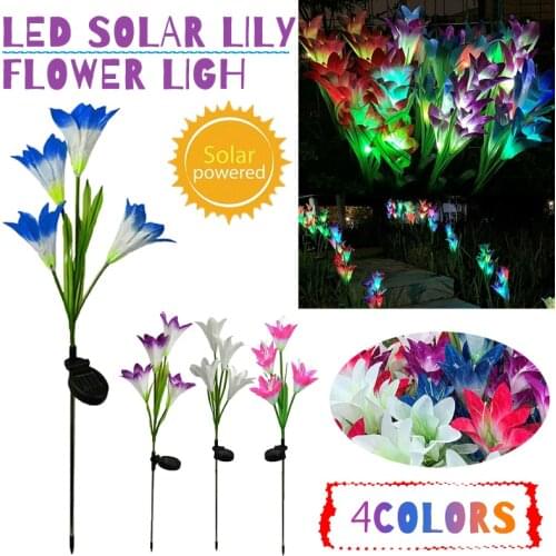 Pink/White/Purple/Blue Solar Lily Flower LED Light Color Changing Waterproof Outdoor Garden Landscape Decoration Lights