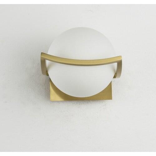 Nordic Simple Brass Lamp Body Glass Lampshade Wall Lamp Bedroom Beside Lamps Corridor LED Decor Living Room Light Fixtures E27