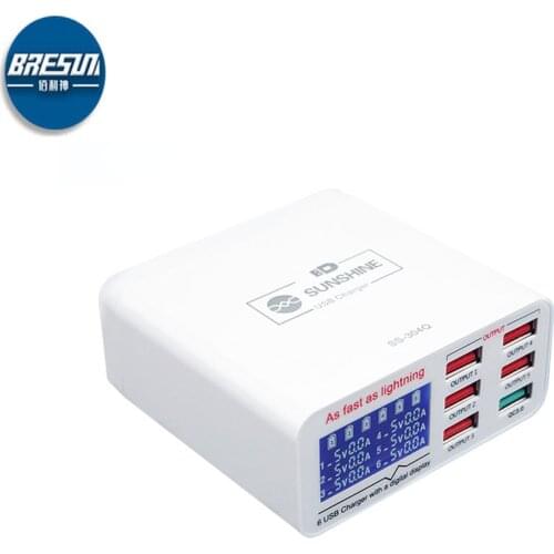 Sunshine SS-304Q 304D 6 Port USB Smart Fast Charge Station LCD Digital Charger For iPhone Samsung Huawei Xiaomi
