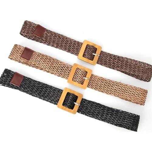 Women Jeans Band 3.5cm*105cm Ladies Woven Belt Square Buckle Simple Fashion Dress Waistband Female