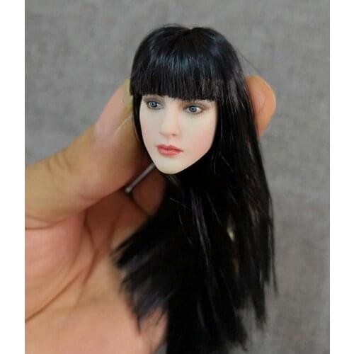 1/6 Scale Beauty Female Head Sculpt Carving Girl Pale Head Sculpt Carving Black Hair Model for 12'' Action Figure Body