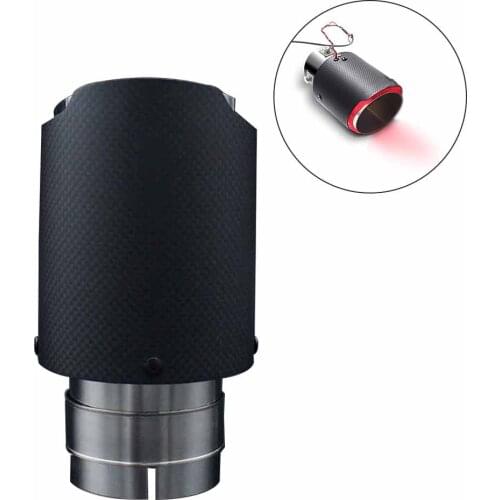 1xCar Exhaust Tail Throat Universal LED Stainless Steel carbon fiber muffler MT AT Spray Device Light Modulator silencer 35-60mm