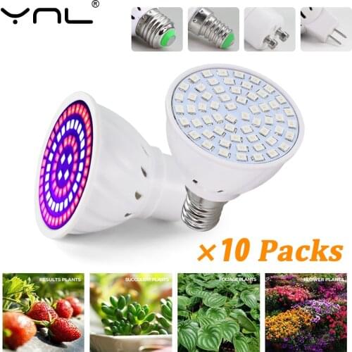 10pcs LED Grow Light AC 220V Full Spectrum Plant Growth Lamp E27 E14 GU10 MR16 Indoor Phyto Box Tent Lamp 240V Growing Phytolamp