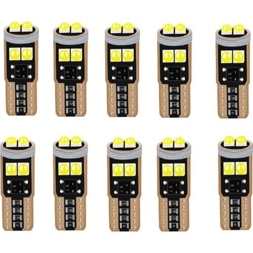10Pcs T10 W5W 3030 Super Bright LED Canbus No Error Car Interior Reading Dome Lights Auto Parking Lamp Wedge Tail Side Bulb