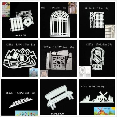 26 Styles) 2021 Houses Fence Metal Cutting Dies DIY Scrapbooking Paper Photo Album Crafts Mould Cards Window Punch Stencils