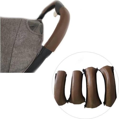 4pcs Pram Stroller Handle Leather Baby Stroller Armrest Protective Case Armrest Covers Baby Stroller Universal Accessories