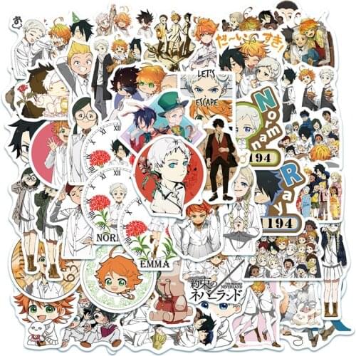 50pcs/pack Japanese anime The Promised Neverland Stickers For Notebook Skateboard Motorcycle Computer Mobile Phone Cartoon Toy