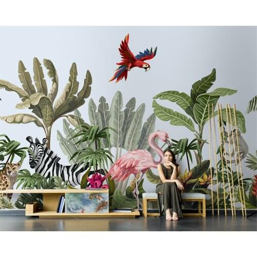 Beibehang Customized modern Southeast Asia tropical forest animal living room TV background wall paper wall papers home decor