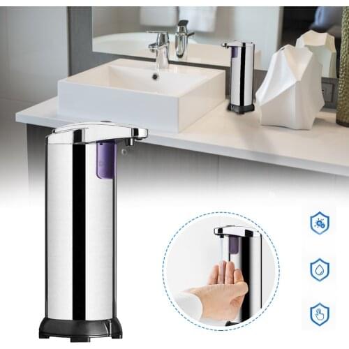 Home Eco-Friendly Stainless Steel Hands Free Automatic IR Sensor Touchless Soap Liquid Dispenser 280ML