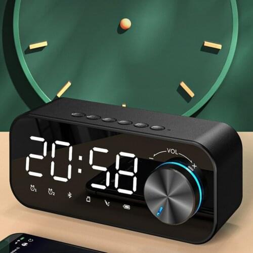 Wireless Bluetooth-compatible Speaker Alarm Clock Mirror Digital Display LED Subwoofer Music Player Radio Alarm Clock