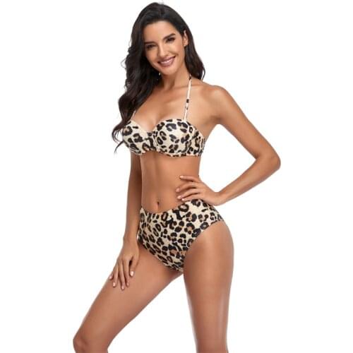 Bandeau Bikini Swimwear Women Swimsuit 2021 Leopard Brazilian Bikini Set Push Up Bathing Suit Female Summer Beach Wear Biquini