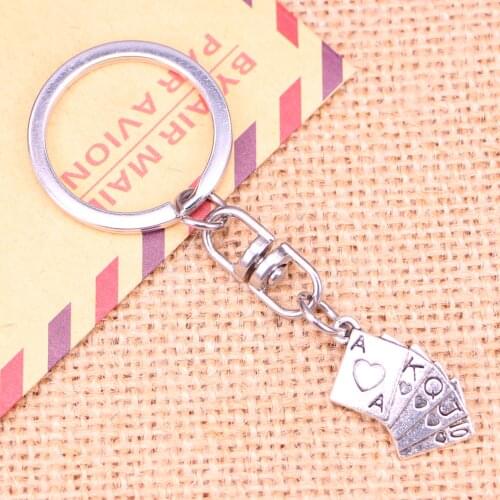 Keychain 24x13mm playing cards poker train seqence Pendants DIY Men Jewelry Car Key Chain Ring Holder Souvenir For Gift