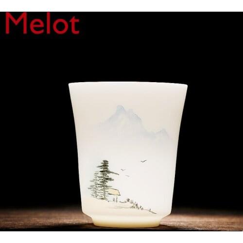 Tea Cup Egg-Shell Porcelain Yuanshan Cup Goose Hand-Painted Traditional Porcelain Cup Tea Making Tea Personal Cup
