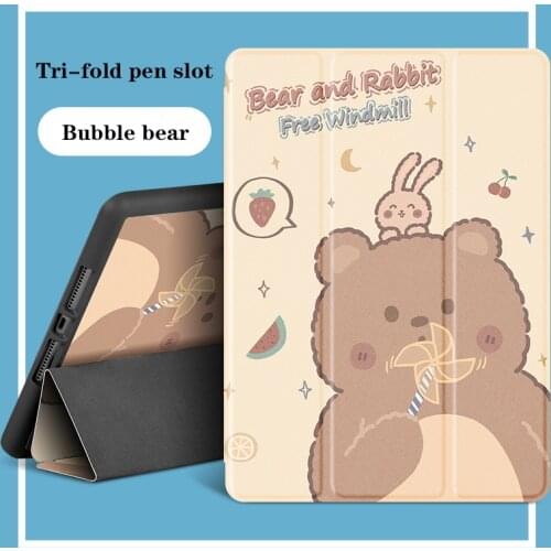 For iPad 2019 10.2-inch case, iPad 2020 11, Pro 10.5 / Air3 10.5, Air 2/1 9.7, iPad mini 4/5 7.9 inch tri-fold smart pencil case