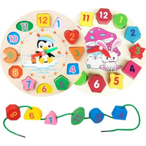 Preschool Baby Montessori Toys Early Education Teaching Aids Math Toys Digital Clock Wooden Toys Geometric Shape Matching