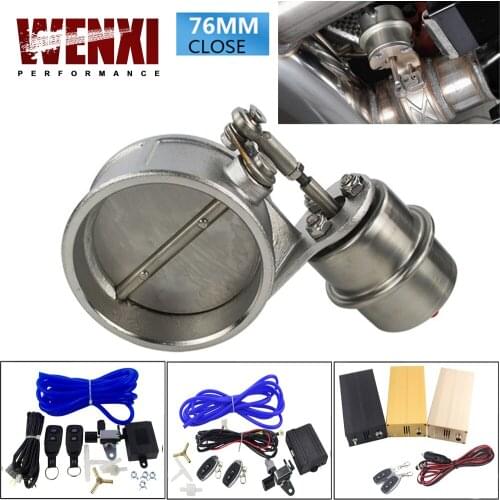 Exhaust Control Valve With Vacuum Actuator Cutout 3" 76mm Pipe CLOSED with ROD with Wireless Remote Controller Set