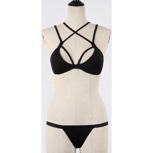 Sexy Bra Set Push up 2019 Nightwear Sleepwear Underwear Suit Bandage Bra and Panties Set Solid Bra Thong Sets Lingerie Set