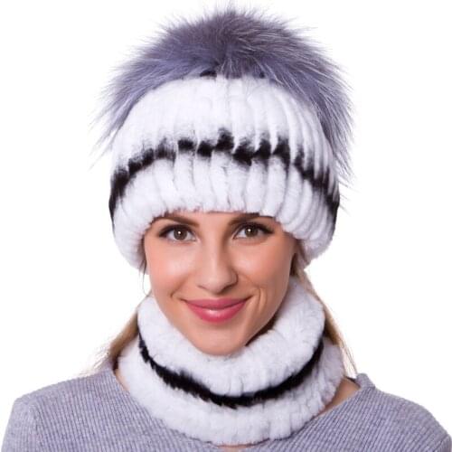 JKP Womens Scarf Sets Autumn and Winter Ladies Hats Natural Rex Rabbit Hair Fashion High Quality Handmade Bib Hat Set DHY18-30