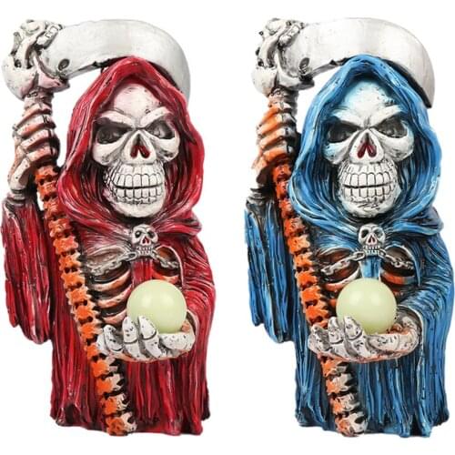 Creative Hand Painted Gothic Statue Luminous Figurines Gnome Skulls Skeletons Resin Sculpture Grave Abstract Art Decoration Gift