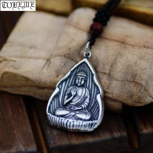 Handcrafted 100% 999 Silver Amitabha Pendant Tibetan Amitabha Buddha Statue Amulet Buddhist E Mi Tuo Fo Buddha Pendant Necklace