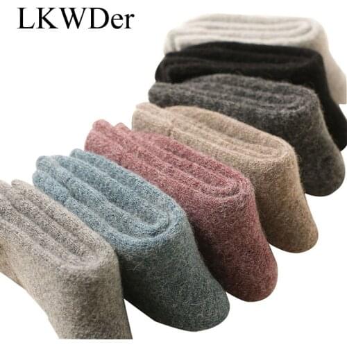 LKWDer 5 Pairs/lot Wool Socks Men Women Winter Towel Cashmere Socks Sleep Warm Mens Socks Mujer Hombre Casual Fashion Calcetines