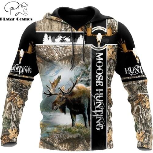 Moose Hunting Camo 3D All Over Printed Hoodie Men Sweatshirt Unisex Streetwear Zip Pullover Casual Jacket Tracksuits KJ0232