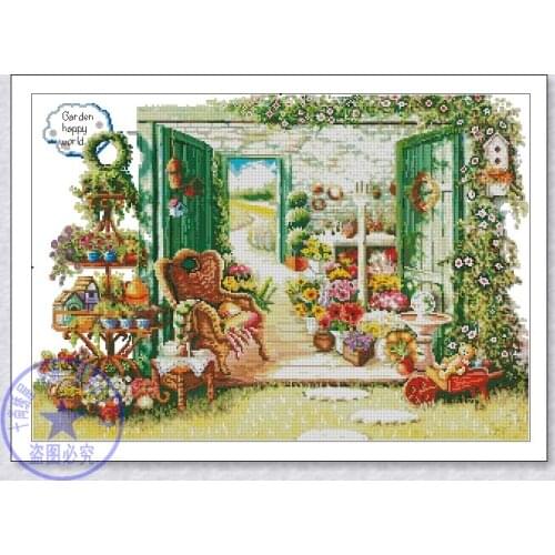 Top Quality classical lovely counted cross stitch kit garden happy world flower flowers yard