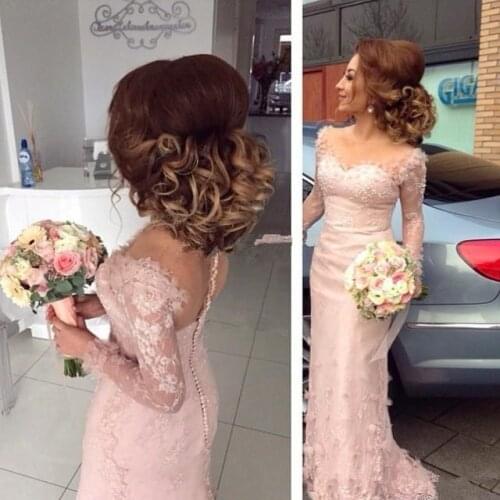 Long Sleeves Cheap Bridesmaid Dresses Under 50 Mermaid Sweetheart Lace Beaded Long Wedding Party Dresses For Women