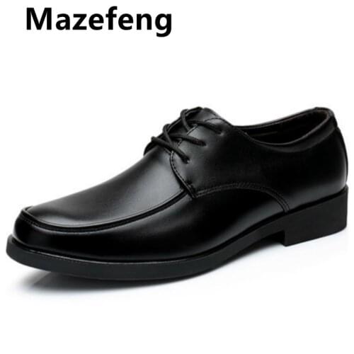 Mazefeng New 2019 Men Formal Shoes Leather Business Casual Shoes High Quality Men Dress Office Round Toe Shoes Male Breathable
